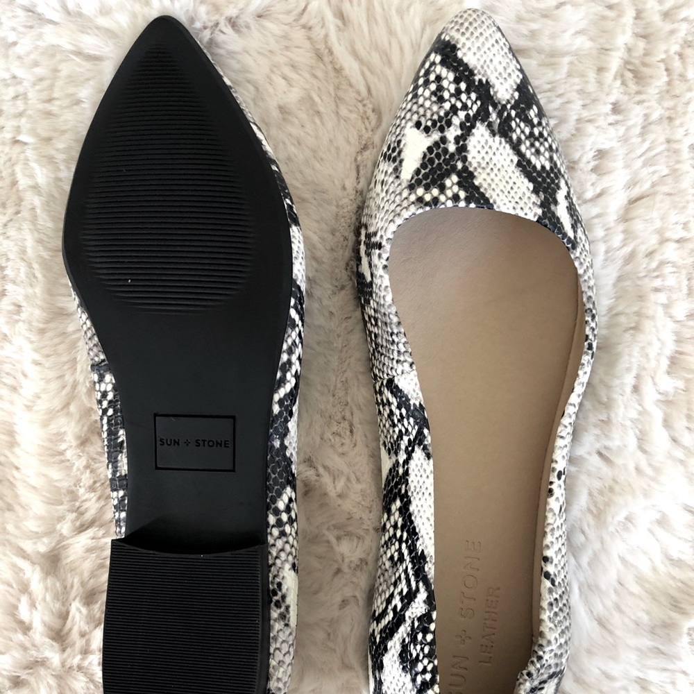 Brand new leather python print flats.